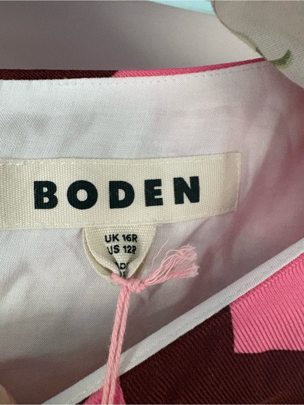 Boden Pink, Cream and Green Printed Midi Dress - Picture 13 of 15